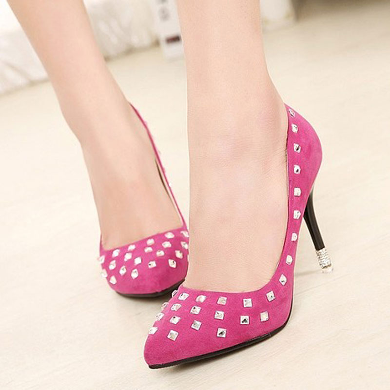 New arrive 2014 women fashion pumps lady red and black rhinestone high heels free shipping size