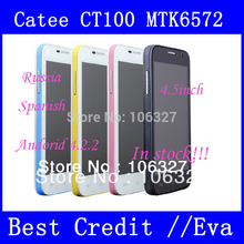 Original Catee CT100 MTK6572 dual core Android 4.2 mobile Phone 4.5″ capacitive screen 3G WCDMA GSM  Russian menu/EVa