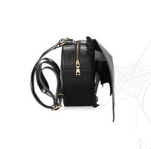 Black Bat Wings Women Lace Backpack Lady Heart Shape Special Fashion Angle Little Devil Bat Bag