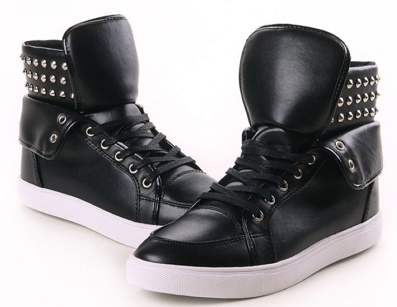 Men's High Shoes Casual Shoes Riveted Punk emo Cool Boy Sneakers ...