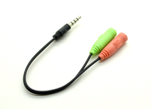 1PCS Free Shipping Practical 3.5mm Dual Female to 3.5mm Male to Smartphone Adapter Cable PC Headset