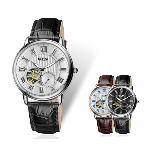 2014 classic mens  watch genuine leather mechanical  watch