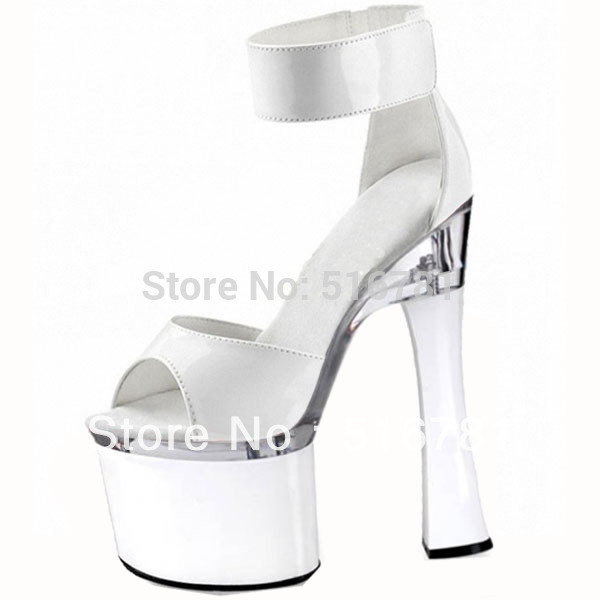 Free Shipping 7 inch platform Hand Made High Heel Shoes ankle back strap women sandals 18cm