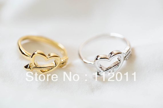Wholesale 10 pcs lot 2015 Gold Silver Rose Gold Vintage Cupid Arrow Ring Valentine s Day