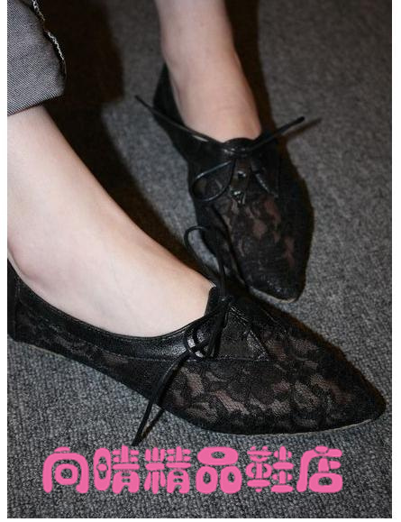 2014 women sweet cutout ballet transparent flat sandal pointed toe gauze lady flats plus size 3