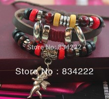  fashion Bracelet Leather Bangle Bracelet jewelry fashion cupid Charms Bracelet