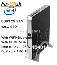 thin clients mini pcs intel celeron 1037u dual core 1.8GHz with WIFI+Bluetooth support  HDMI+VGA  DDR3 2G RAM 128G SSD