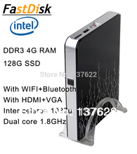 4G DDR3 RAM 128G SSD with WIFI+Bluetooth  support the HDMI+VGA   intel celeron 1037u dual core 1.8GHz  thin clients mini pcs