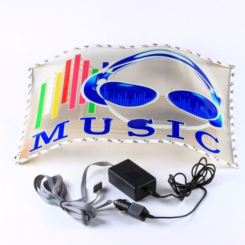 45x30cm Car Sticker LED EL Sound Activated Equalizer Glow Flash Panel Multi Colour Light Music Rhythm LED Flash Light Lamp 2 lot