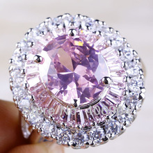 Wholesale Sublimate Oval Cut Pink Topaz White Topaz 925 Silver Ring Size 10 Romantic Love Style