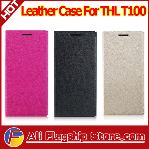 In stock Orignal THL T100 MTK6592 Octa Core Phone Leather Case leather case for THL T100