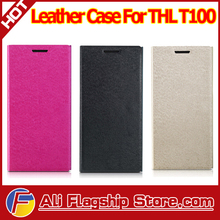 New Arrival!! THL T100 original leather case,leather pouch cover case for THL T100 MTK6592 Octa Core Phone,HK freeshipping