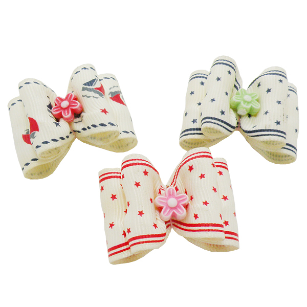 Armi store Handmade Puppy Grooming Accessories Little star pattern Ribbon Hair Bow 23014 Pet Dog Jewelry