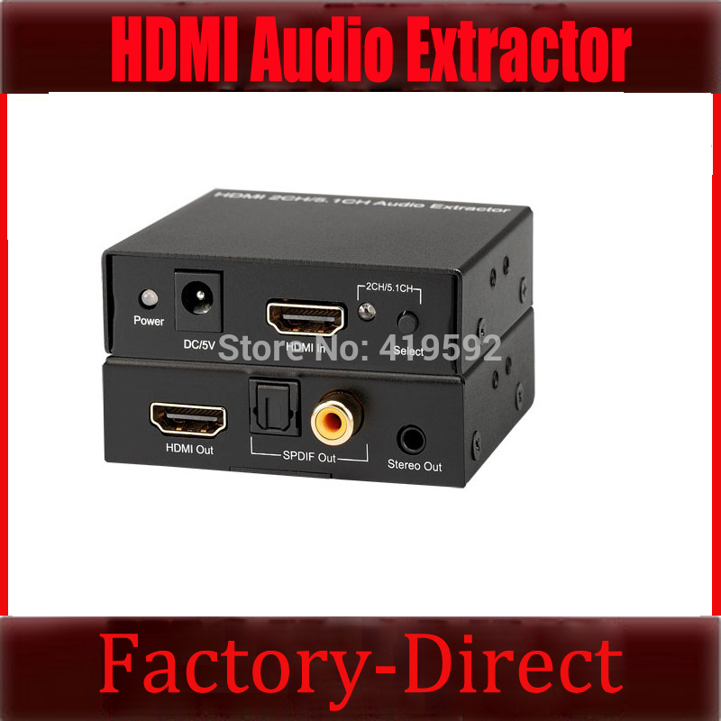 Free shipping&wholesale 1PCS/lot HDMI Audio Extractor Decoder Digital to Analog Audio Converter 3.5mm & SPDIF Out with power