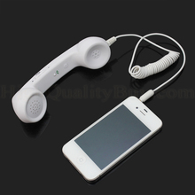 NEW Retro Popular White 3.5mm Mic Phone Handset Telephone For iPhone 5 4S  iPod