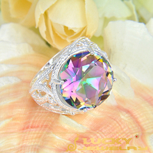 Valentine s Day Gift FASHION RAINBOW Shiny FIRE Mystic topaz 925 Silver Ring R0025 Free Shipping