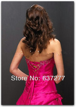 Quinceanera Dresses 2014 Hot Pink Beaded A line Lace up Floor Length Taffeta Custom Dress