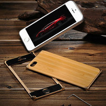 Ultrathin Wooden case for iPhone 5 with Aluminum frame bamboo back cover for iPhone 5s with