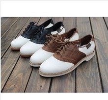 Ladies platform shoes women Genuine leather shoes Oxford shoes for women Brogues Leisure vintage women flats brand shoes PJ