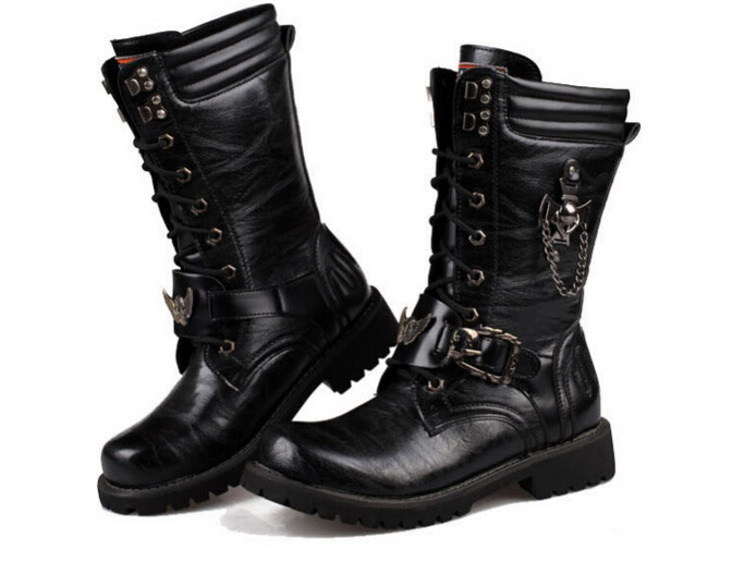 2013 TOP Fashion Sreet PUNK Rock # Super COOL MEN'S High Ankle Army