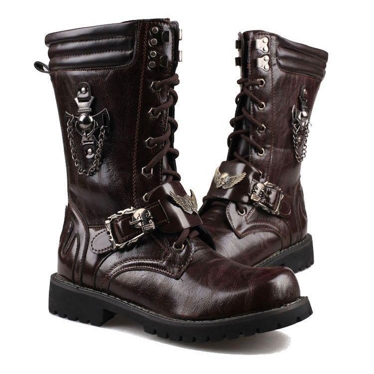 2013 TOP Fashion Sreet PUNK Rock # Super COOL MEN'S High Ankle Army