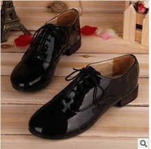 Ladies platform shoes women PATENT genuine leather shoes Oxford shoes for women Brogues Leisure British style women flats brand