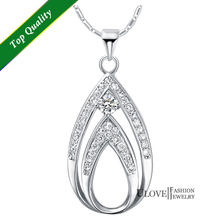 925 Sterling Silver Necklaces Simulated Diamond Water Drop Necklaces Valentine’s Day Gift 2014 Fashion Jewelry Ulove N702