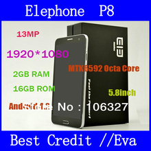 Original Elephone P8 Smartphone Android4.2 MTK6592 1.7 GHZ Octa Core OS mobile 5.7″ Screen 7.9mm slim 2GB RAM 16GB ROM OTG /Eva