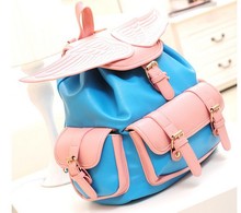 2014 European fashion angel wing women backpack Cool Elegant sexy ladies printing backpack funny design backpack free shipping