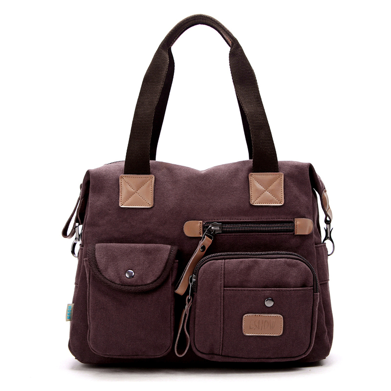 New fashion canvas bag small tote bags for women Brown handbag canvas shoulder bag for women