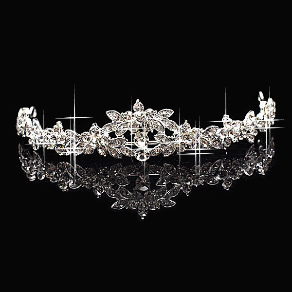 W2 Crown Tiara Elegant Rhinestone crown Crystal bridal hair Jewelry Wedding Bride Party B10