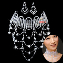 free shipping Bling rhinestone bride muffler scarf necklace marriage accessories jewelry accessories chain sets tl23