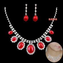 free shipping Gorgeous bride red pearl necklace marriage accessories jewelry accessories htl60