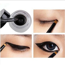 Free Shipping 2013 New Arrival Black Waterproof Eyeliner Shadow Gel, Makeup Cosmetic Tool For Women+ Brush