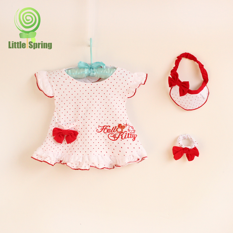 Baby s Clothing Sets Summer arrival Baby clothes dot dress ribbon jewelry three piece ELZ T0232