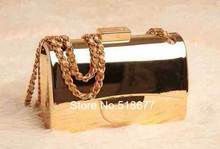 2014 Famous Brand Mini Handbags Women Handbag Evening Clutch Bag Genuine Leather & Abs Gold Bag,High Quality