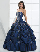 Quinceanera Dresses Ball Gowns New 2014 Blue Beaded Sweetheart Sleeveless Lace up Floor Length Taffeta Custom