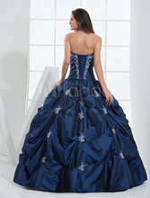 Quinceanera Dresses Ball Gowns New 2014 Blue Beaded Sweetheart Sleeveless Lace up Floor Length Taffeta Custom