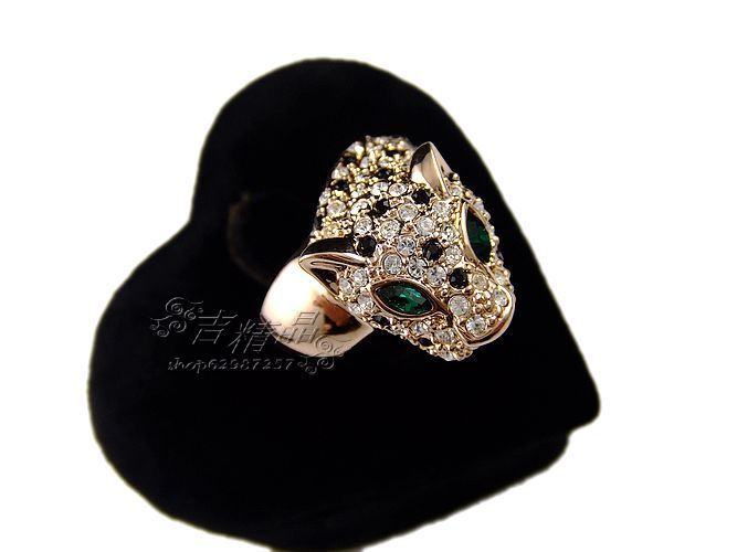 Beauty leopard series of fashion jewelry popular rose gold wild exquisite sparkling diamond crystal ring finger