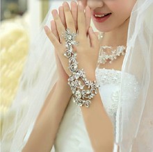 Vintage flower rhinestone bride chain marriage accessories bracelet  ring wedding accessories