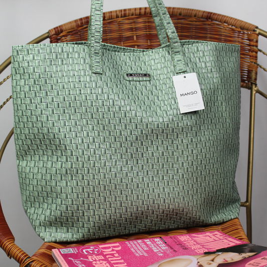 Mango 2013 women s handbag woven bag female mango shoulder bag green shopping bag shopping bag