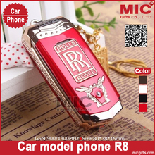 2014 free shipping unlock flip small mini sport flash light supercar luxury car key model cell mobile phone cellphone R8 P33