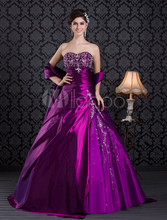 Purple Quinceanera Dresses Ball Gowns New 2014 Embroidery Sweetheart Lace up Floor Length Taffeta Free Wrap Custom Size