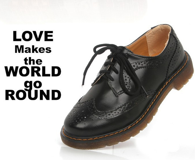 2014 Fashion Ladies Platform Shoes Genuine Oxfords PU Leather Flats Women s Brogues Leisure Shoes British