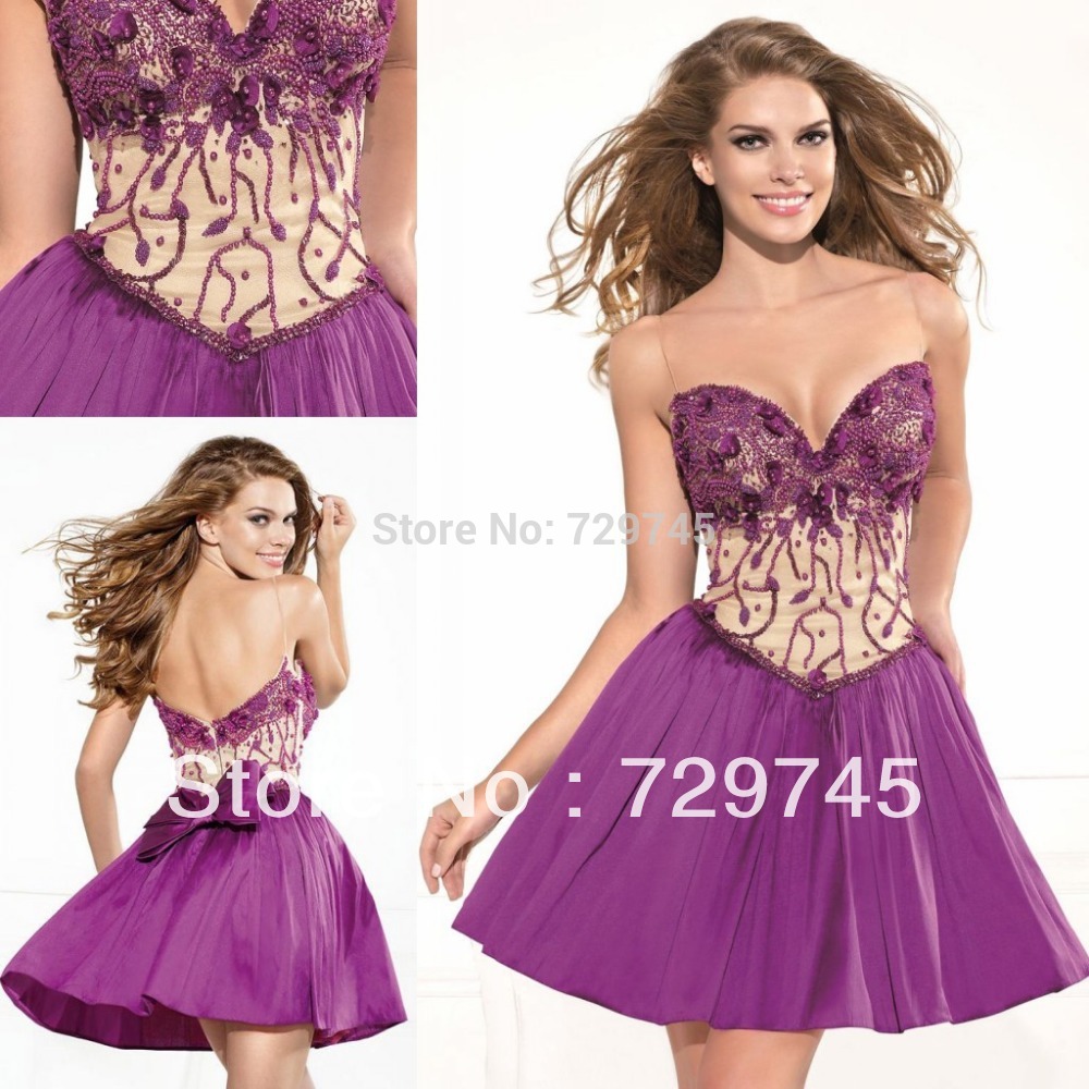 2014 New Arrival Tarik Ediz Heavy Beading Bodicel A Line Sweetheart Short Mini Girl Party Gown