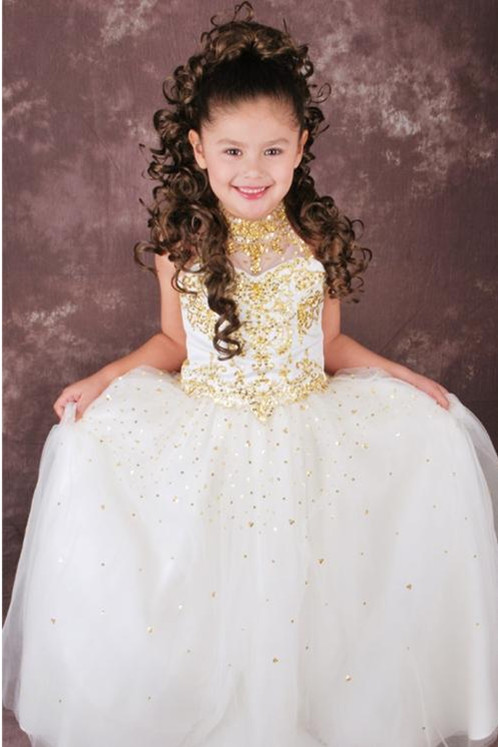 ... and Tulle Gold Beaded White Flower Girl Dresses Free Shipping F1050