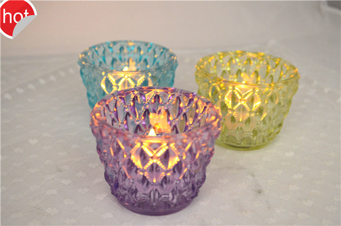 crackle glass candle holder