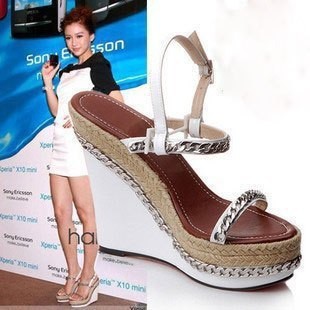 Free ship all match open toe wedges shoes female fashion color block open toe ultra high