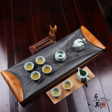 Black stone tea tray ceramic kung fu tea set bamboo tea tray ru combination