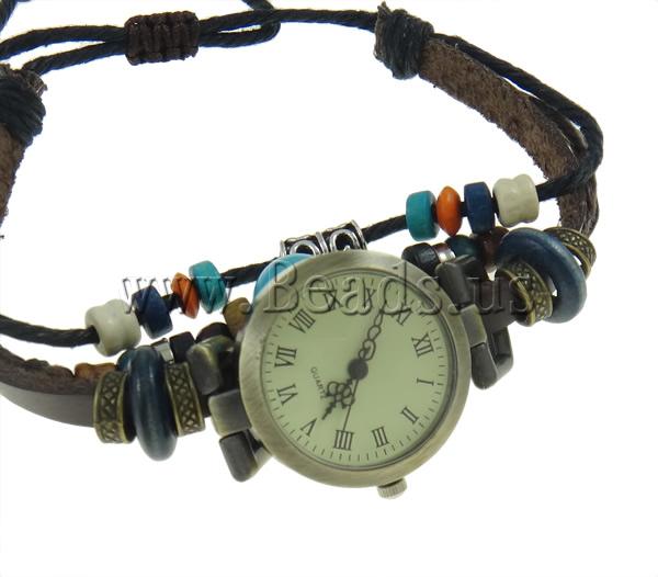 Free shipping Zinc Alloy Watch Bracelet Chinese Jewelry Company with Wax Cord Leather Wood antique bronze
